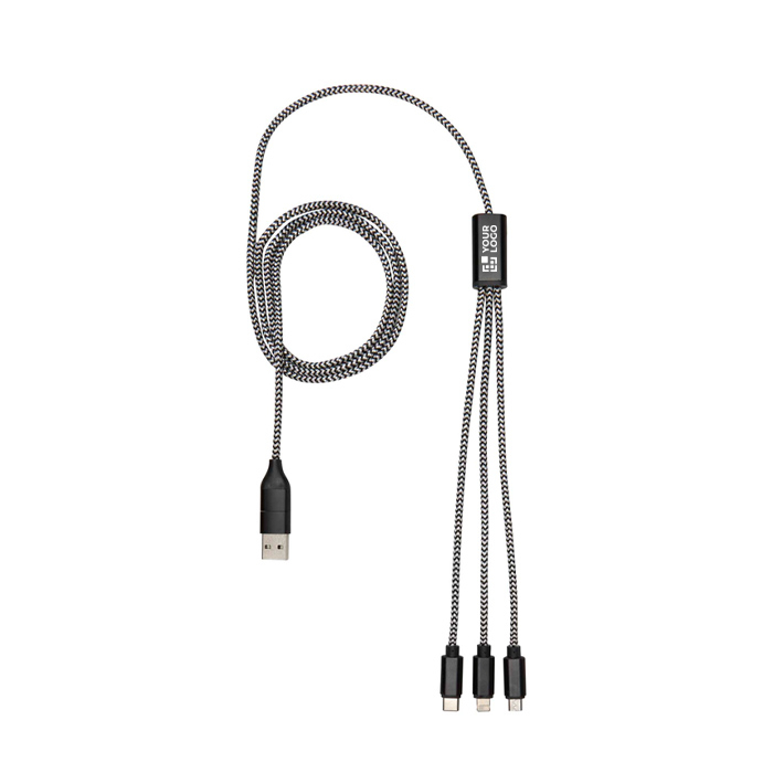 5-in-1 charging and synchronisation cable with multiple connectors