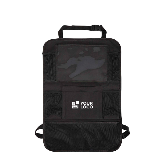 Car organiser with mesh pockets and window