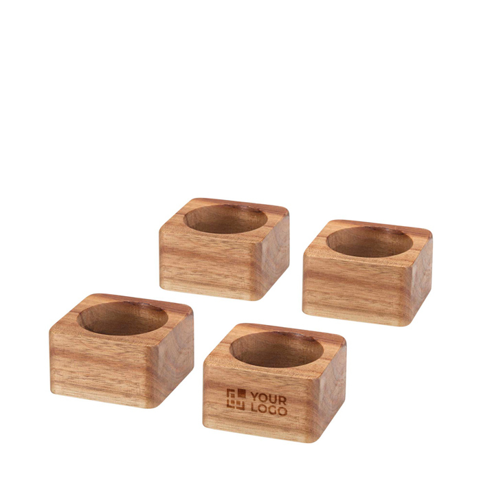 Durable acacia napkin rings with a natural grain finish