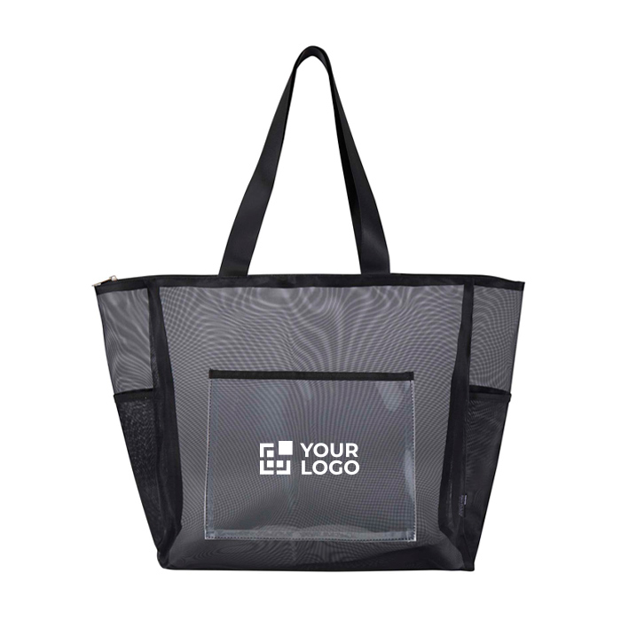 Transparent recycled mesh tote bag with zip 23L