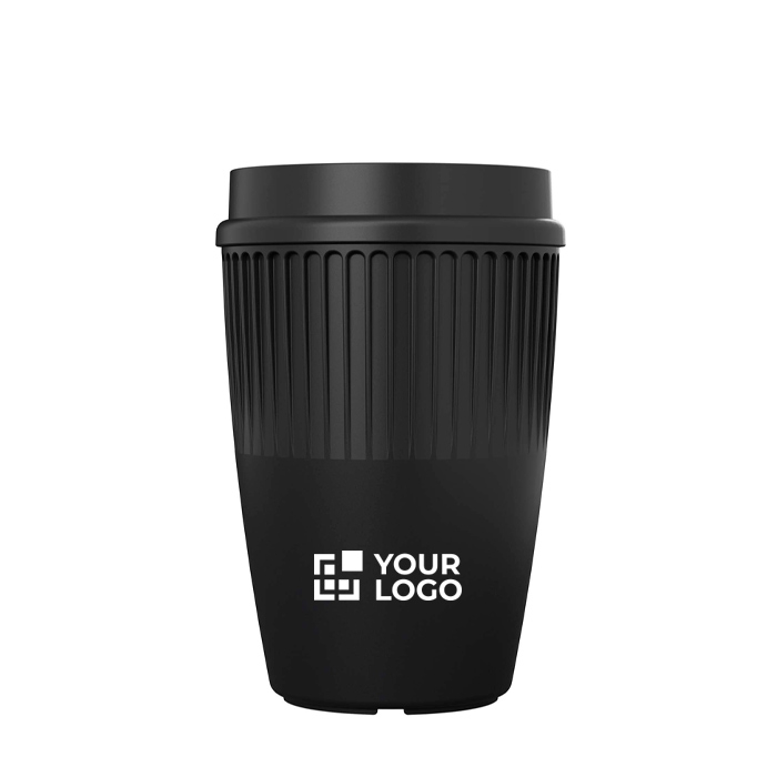 Reusable cup with 360° lid and insulating rim 350ml