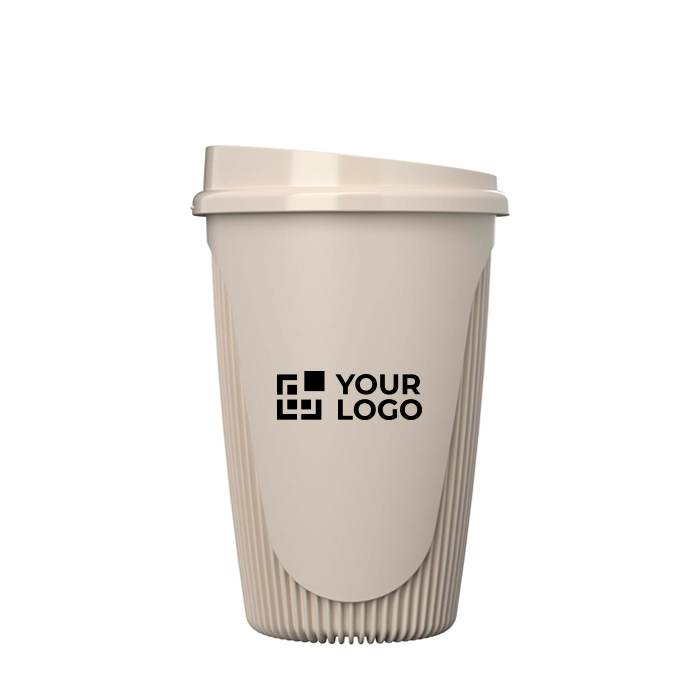 Reusable cup with clip lid and insulating band 350ml