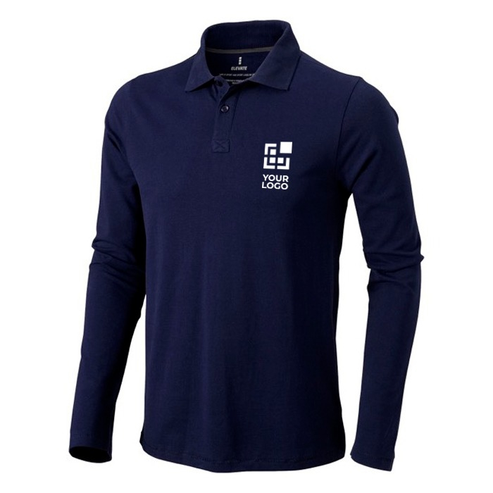 Men’s long-sleeve cotton polo shirt, 180 g/m², Elevate Life