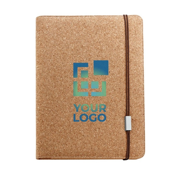 Sustainable writing case from cork with notepad and pen, A4