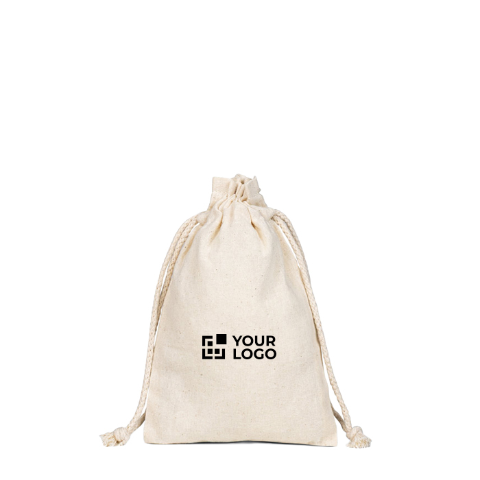 Small cotton drawstring backpack with handle-closure 120 g/m²