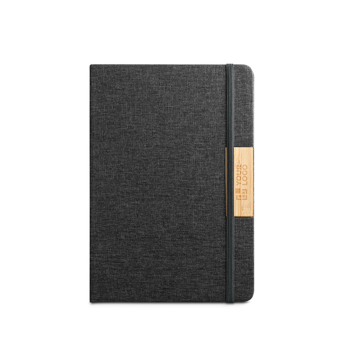 A5 bamboo and RPET hardback notebook with closure, lined pages