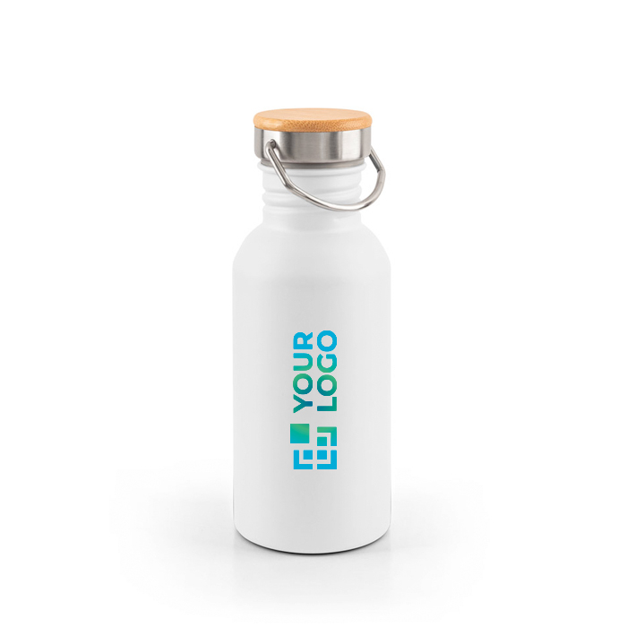 Stainless steel bottle with bamboo lid with carry handle 580ml
