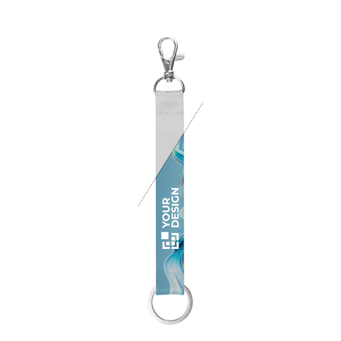Short polyester lanyard for sublimation with ring and clip