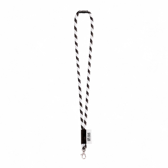Tubular polyamide lanyard with lobster clasp and sublimatable label