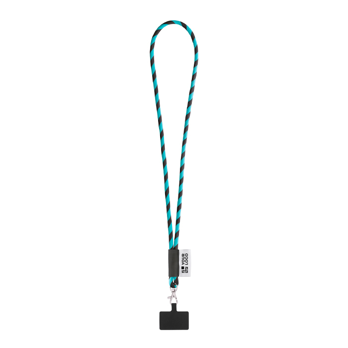 Tubular lanyard with carabiner and mobile phone holder 6.5 x 4.1cm