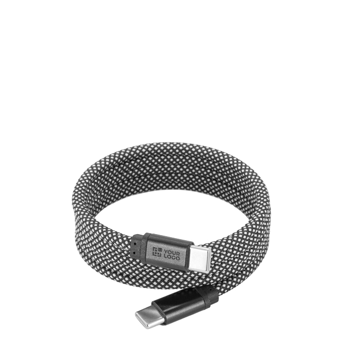 Magnetic braided polyester USB-C to USB-C cable 60W
