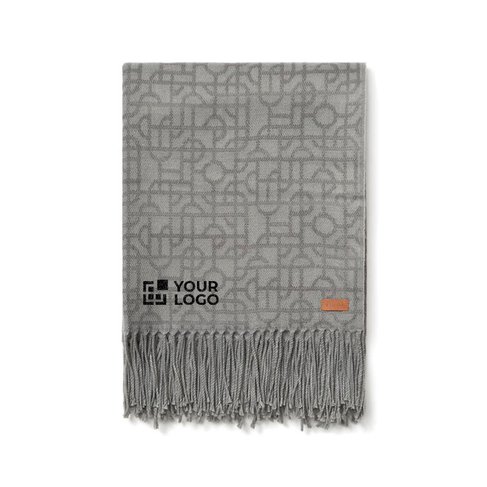 Geometric patterned throw with fringes, 130 × 170 cm
