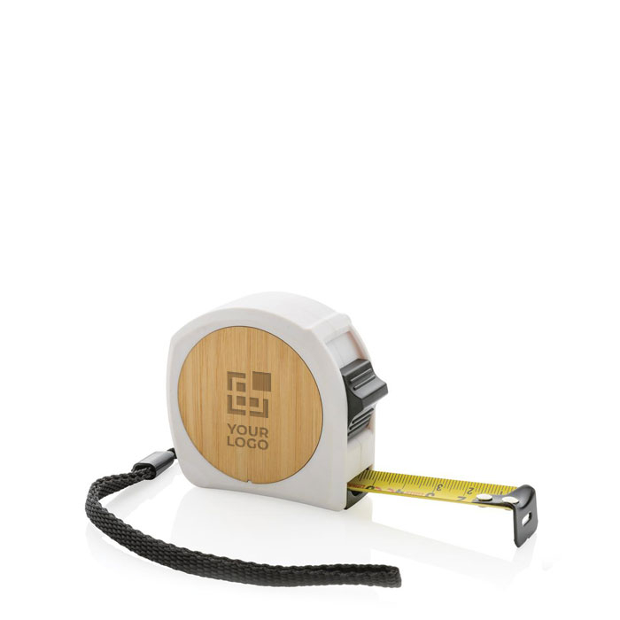 Promotional recycled tape measure with wrist strap, 5 m / 19 mm