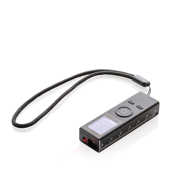 Laser measurer in recycled aluminium with rechargeable battery, 30 m
