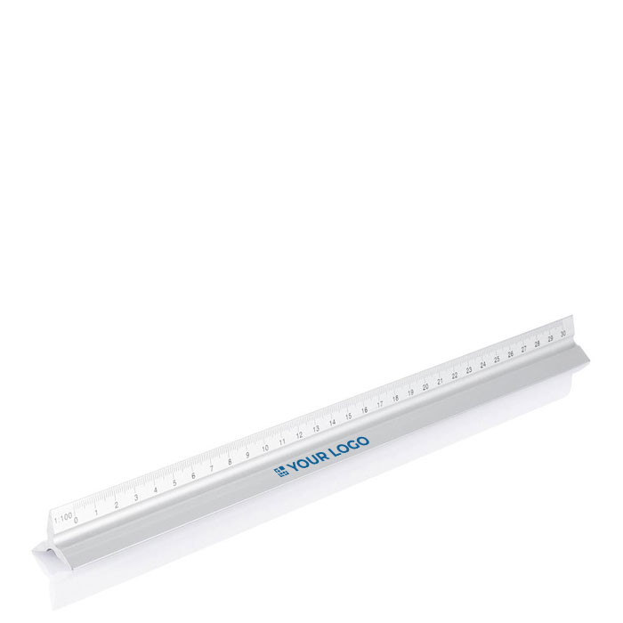 Triangular aluminium ruler with 5 scales, 30 cm