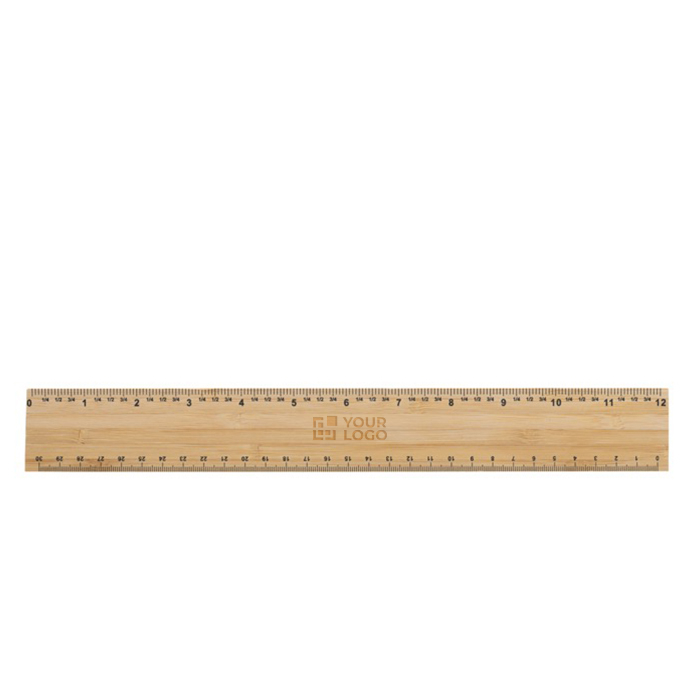Thick bamboo ruler with double-sided design, 30 cm