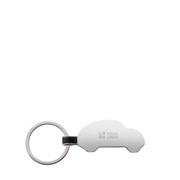 Engraved recycled zinc alloy keyring in car shape