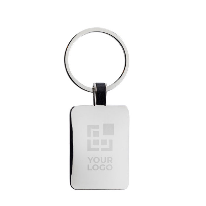 Rectangular keyring in recycled zinc alloy