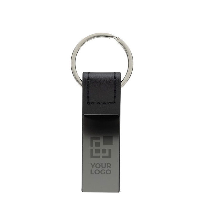 Elegant promotional keyrings in recycled black leather