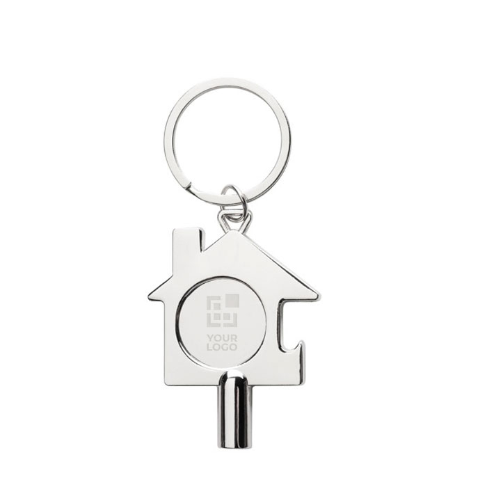 Recycled zinc keyring with radiator key and bottle opener