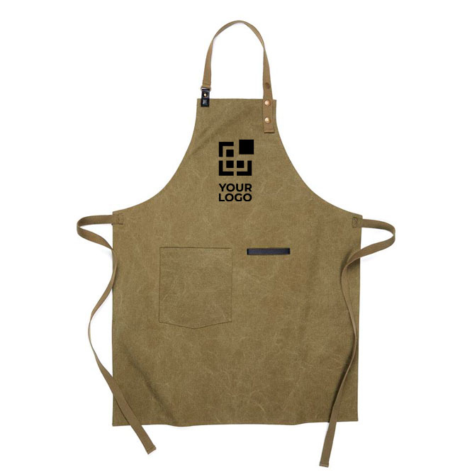 Recycled material apron with front pocket