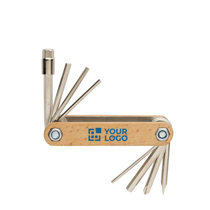 Custom hex multitool in wood with 8 functions