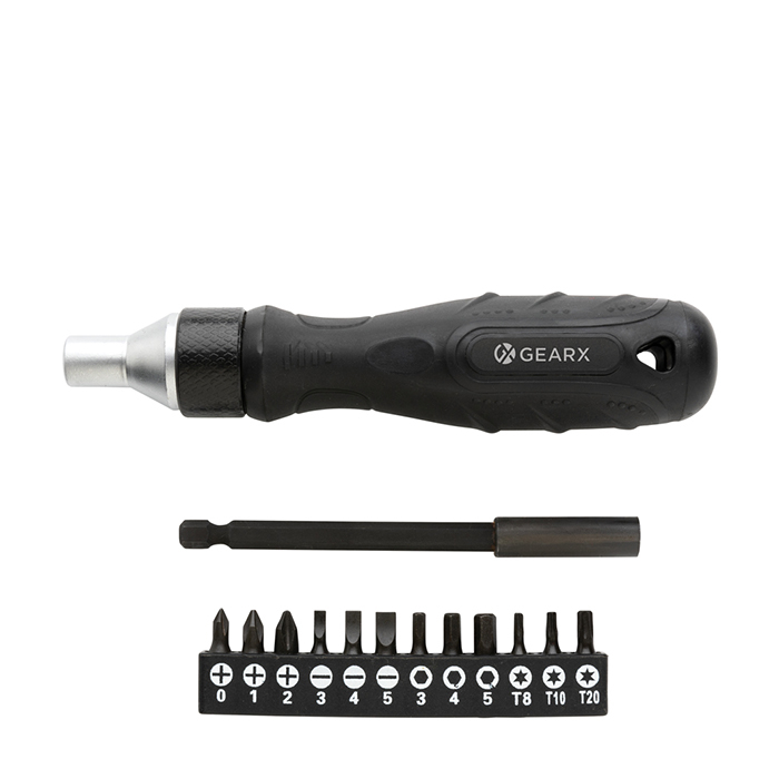 Branded screwdriver with steel bits