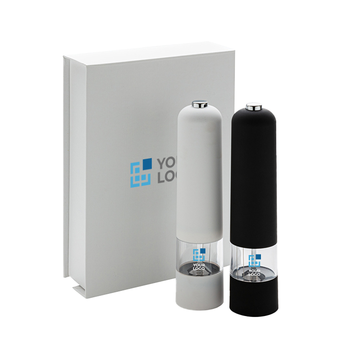 Electric salt and pepper grinder in two-tone rubber