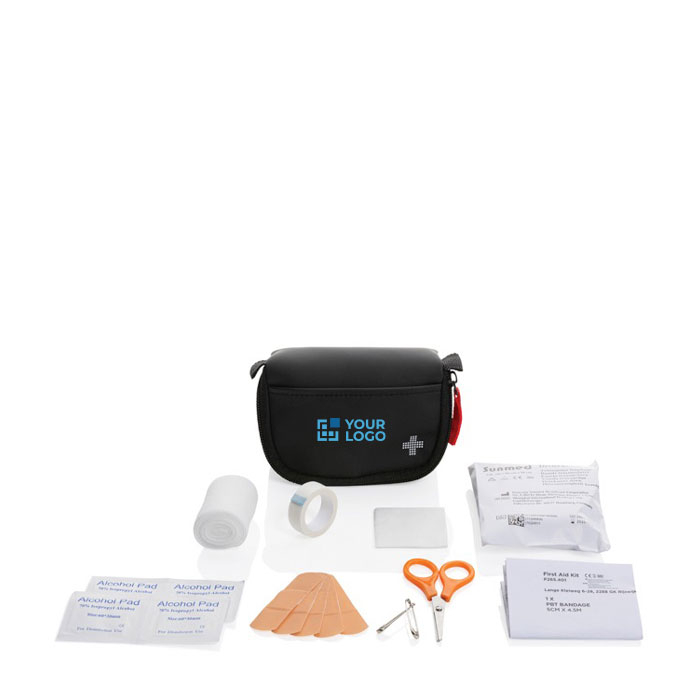 Branded first aid kit in nubuck with 15 accessories