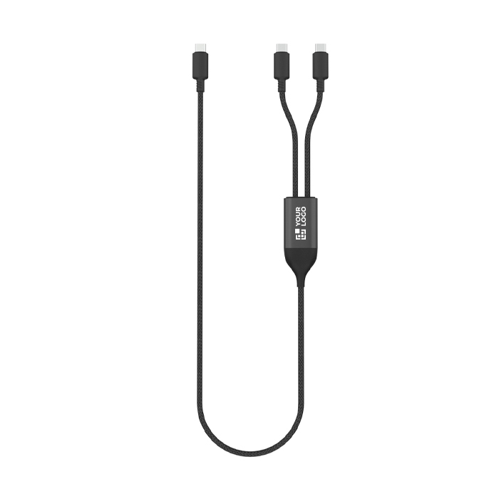 Custom-made charging cable with dual USB-C output, 100W fast charging