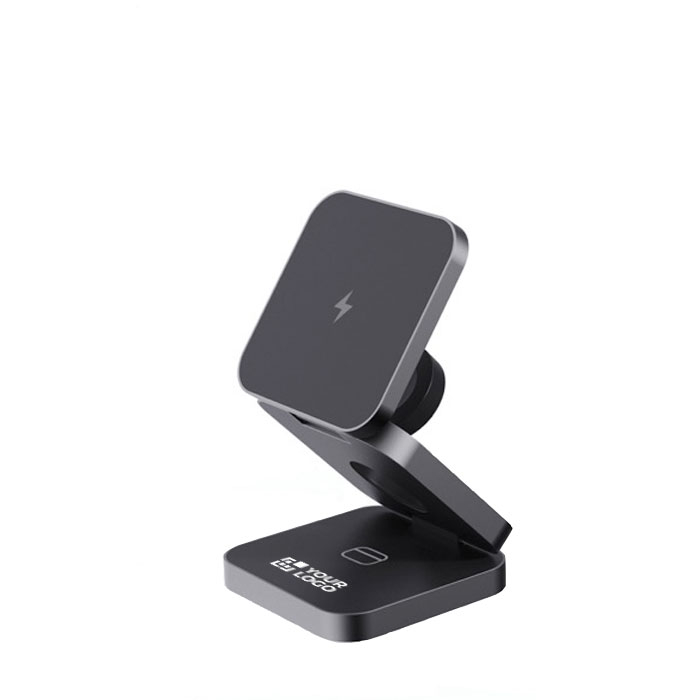 3-in-1 portable wireless charger in recycled aluminium