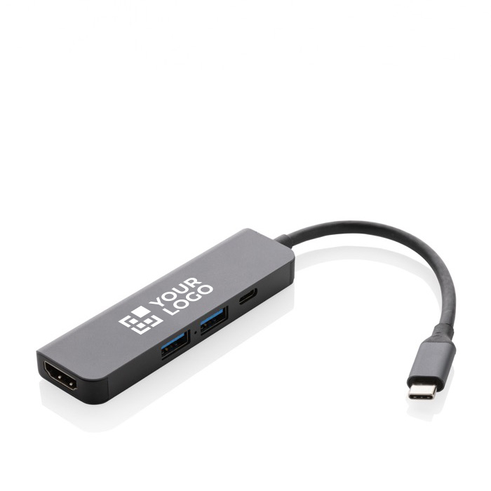 Recycled aluminium hub with multiple ports and HDMI input