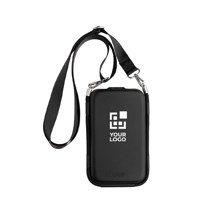 Swiss Peak rigid travel organiser case with neck strap