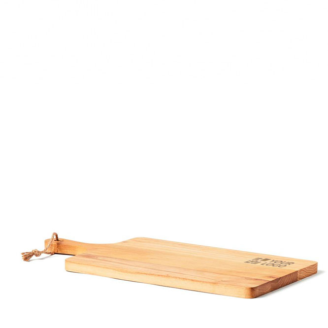 Rectangular wooden serving board with handle