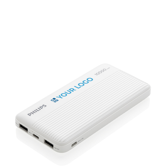 Long-lasting power bank with dual USB, 10,000 mAh, Philips