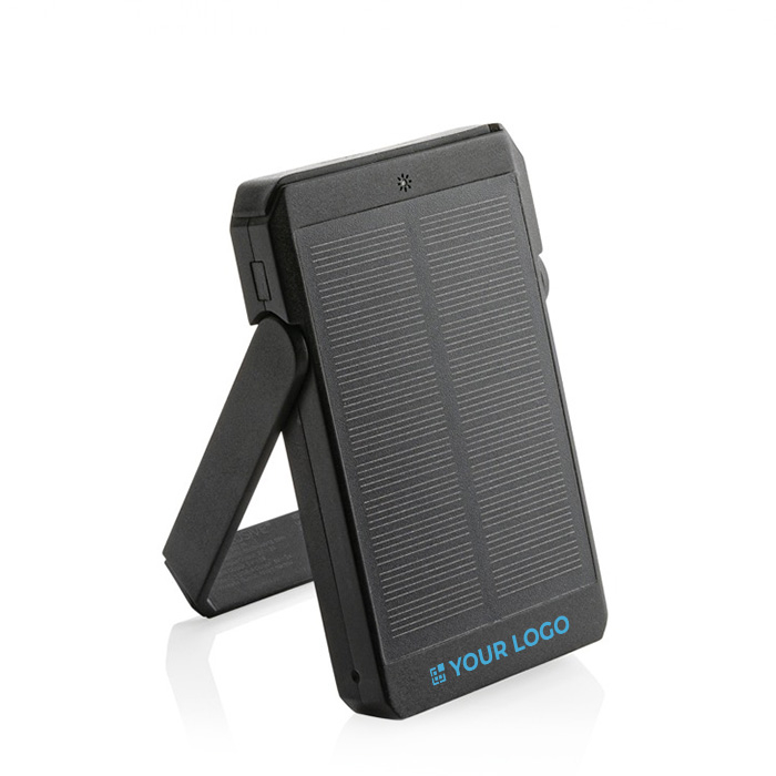 Recycled plastic power bank with solar panel, 5,000 mAh