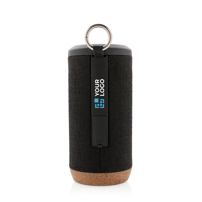 Promotional speaker with waterproof fabric and cork base