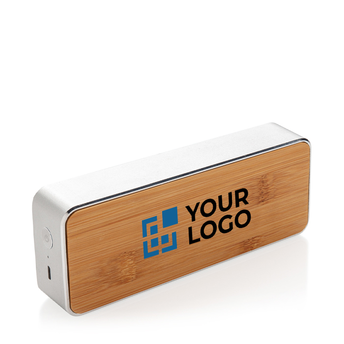 Bluetooth speaker with aluminium, natural bamboo and fabric, with subwoofer