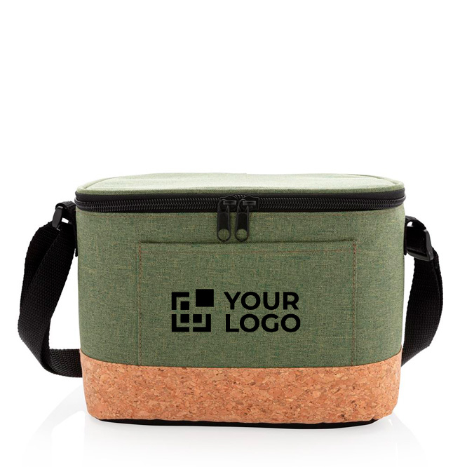 Portable cooler with cork detail for 6 cans