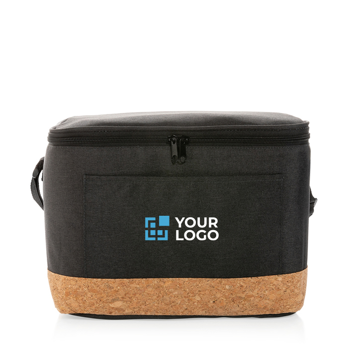 Branded cooler bag with cork detail, holds 12 cans