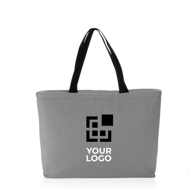 Large cooler bag in recycled canvas with logo, 285 g/m²