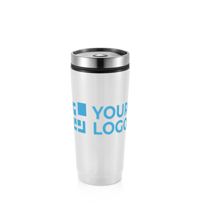 Branded thermal mug from steel with PP inner, 350 ml