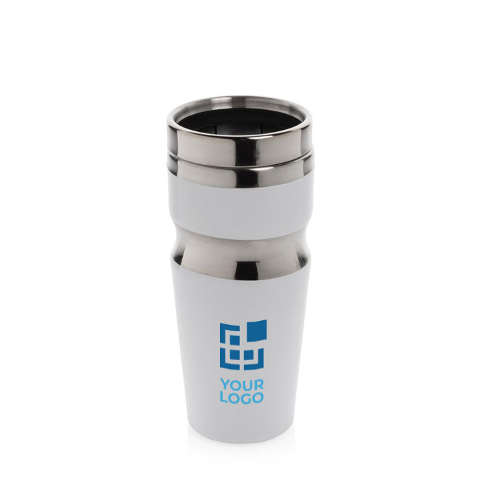 Thermal tumblers in steel and plastic with ergonomic design, 350 ml