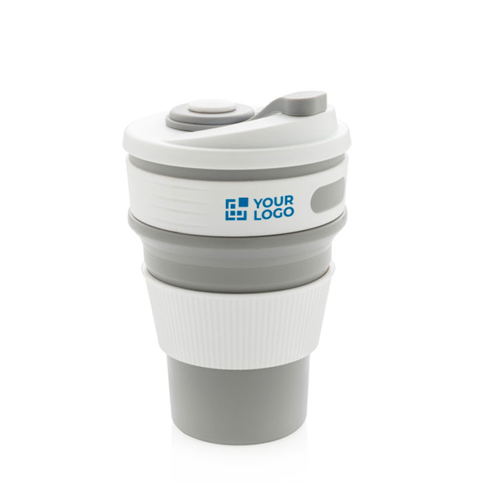 Branded foldable silicone mugs, 350 ml