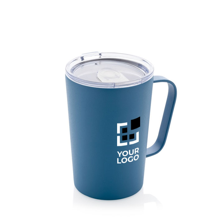 Recycled steel thermal mug with handle, 420 ml