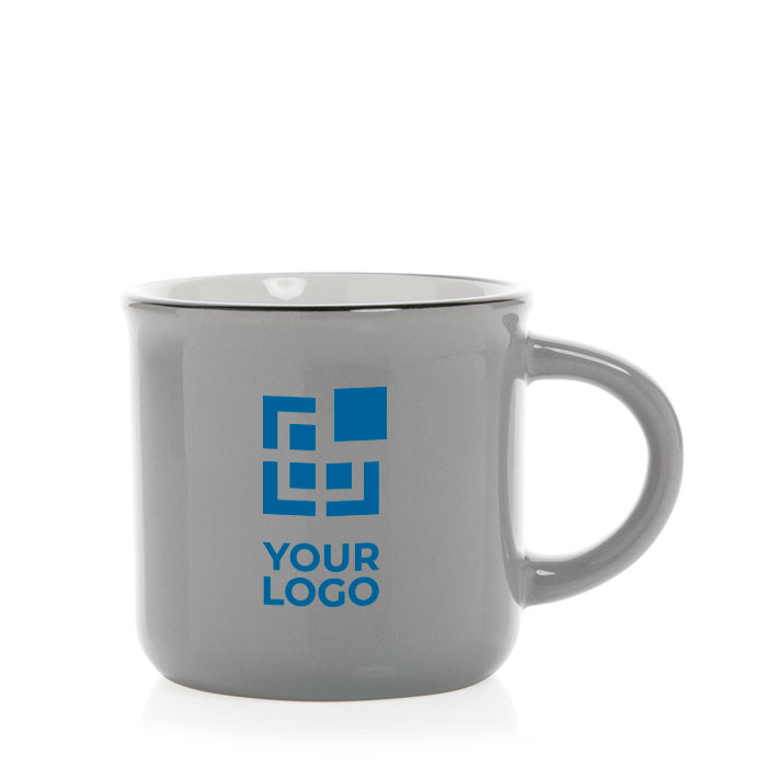 Branded, vintage-style ceramic mug in two colours, 280 ml
