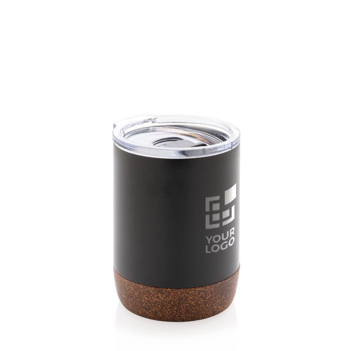 Compact, branded thermal mug with cork base, 180 ml