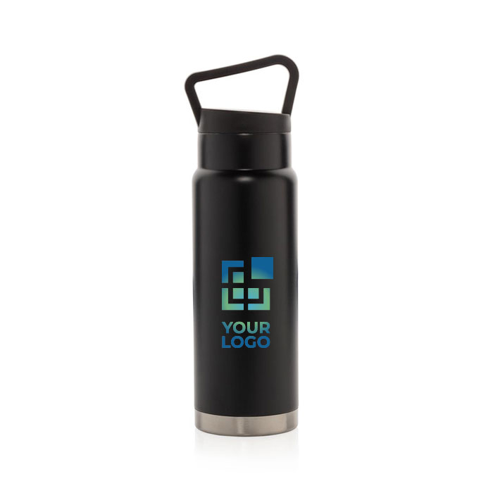 High-quality steel bottle with unique handle, 650 ml