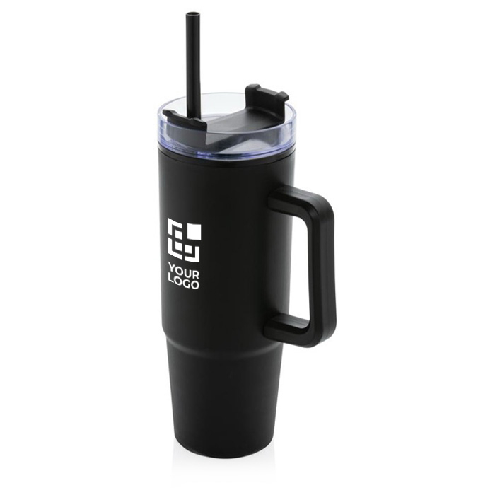 Recycled plastic thermal cup with 3-position lid, 900 ml