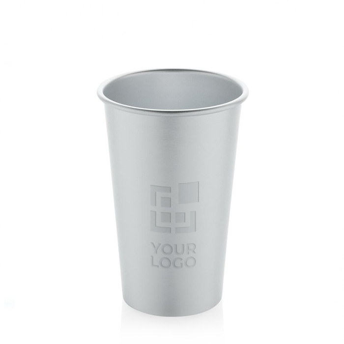 Single-wall cup in recycled aluminium for drinks, 450 ml
